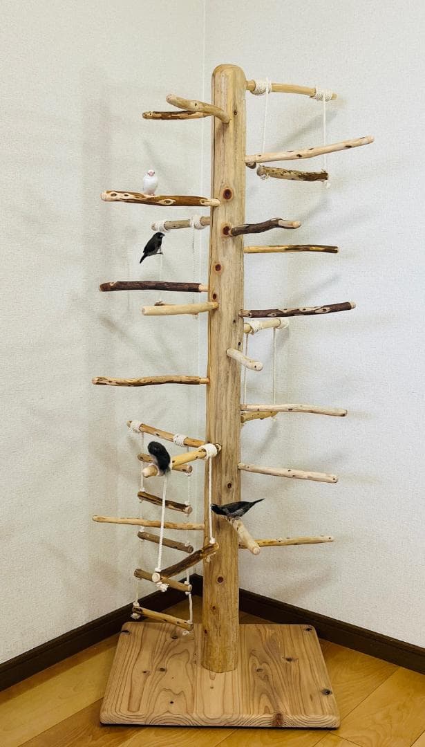 【中型鳥用】ブランコ＆はしごで楽しいバードアスレチック