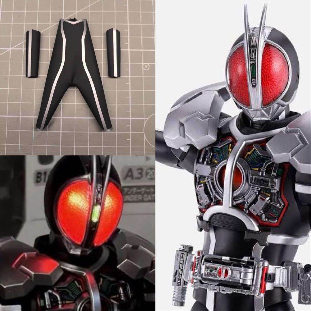 セット販売　真骨彫　仮面ライダーファイズ　アクセルフォーム　発光頭部　布スーツ