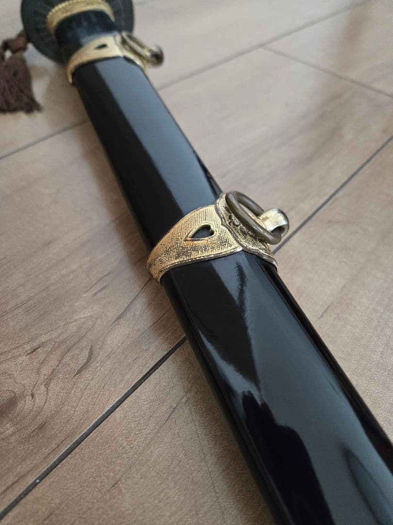 第二次大戦頃/実物　極美品　海軍士官軍刀拵え(刀身なし)　高級漆鞘　番号揃い