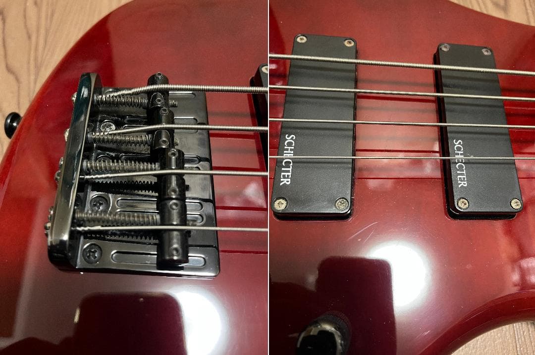 SCHECTER EXTREME-4 ベース アクティブPU シースルーレッド