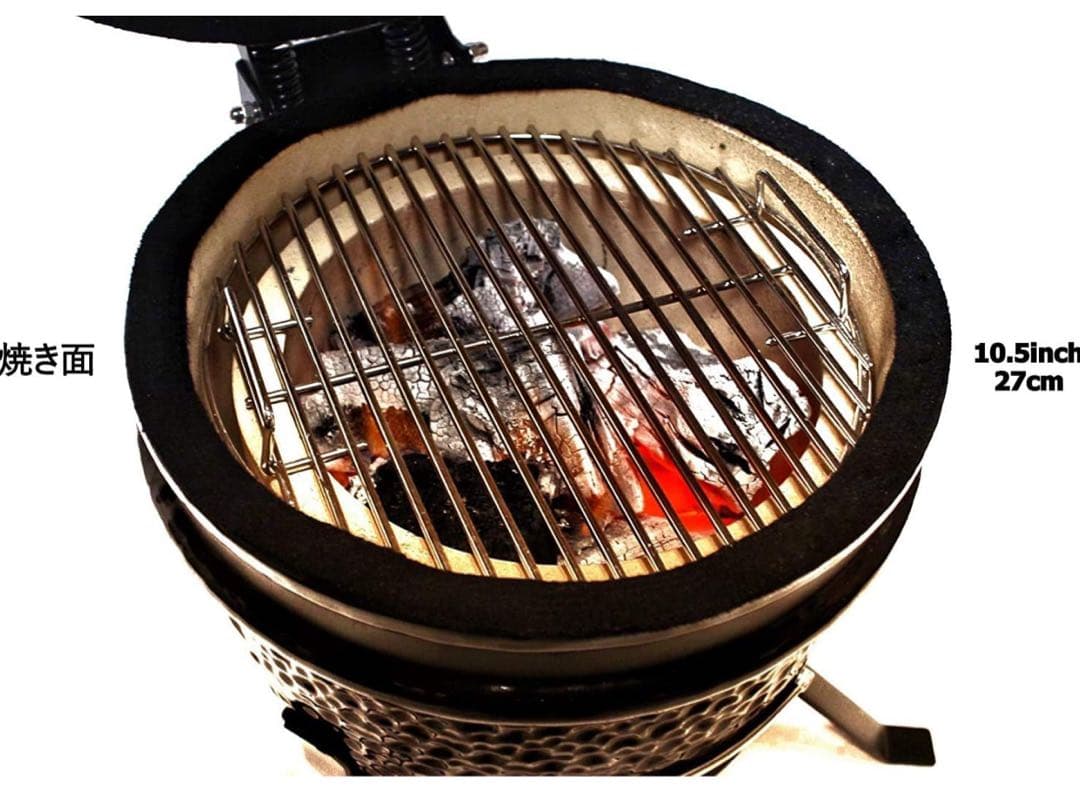 セラミック製チャコールBBQグリル, グリルカバー付き