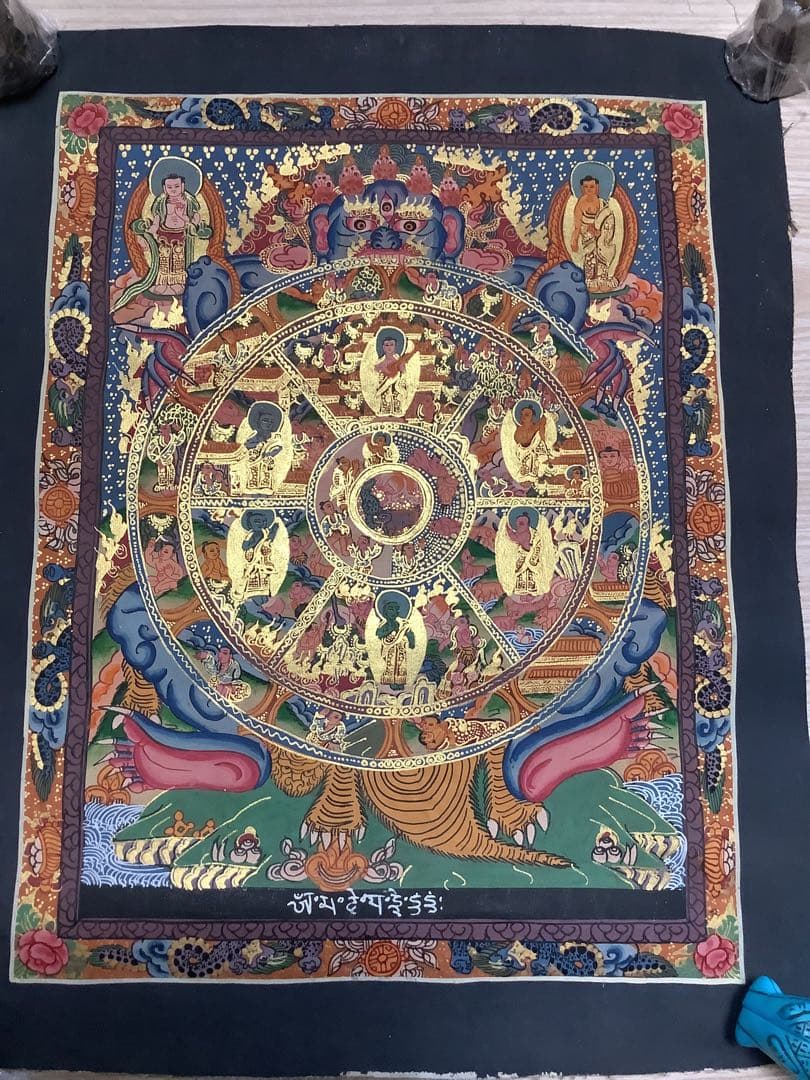 《 チベット密教　新品　1点物 》 手描き　曼荼羅　仏陀　六道輪廻　仏教　c2