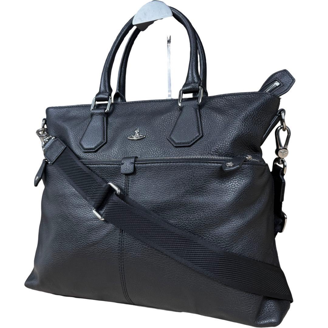 【A4対応/美品】ヴィヴィアンウエストウッド 2wayビジネスバッグ レザー 黒