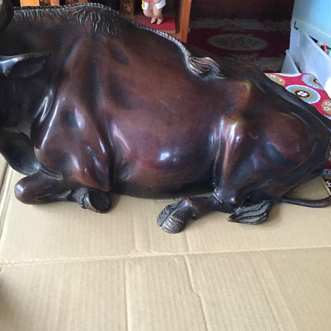 ブロンズ像　牛の像　18ｋｇ　置物　インテリア　真鍮　銅