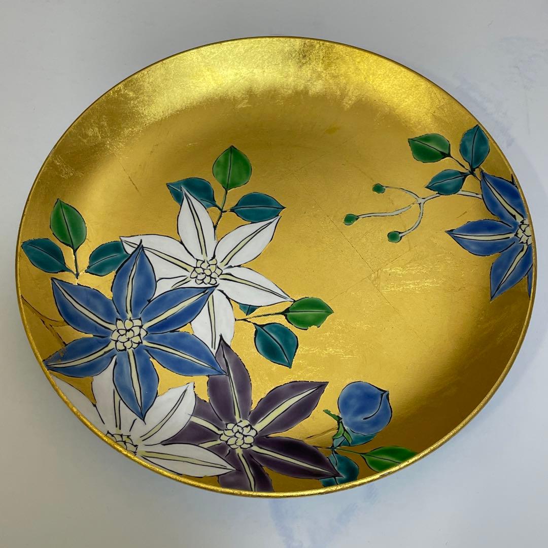 有田焼 琥山窯 金襴手 四季 飾皿 4枚セット スタンド付