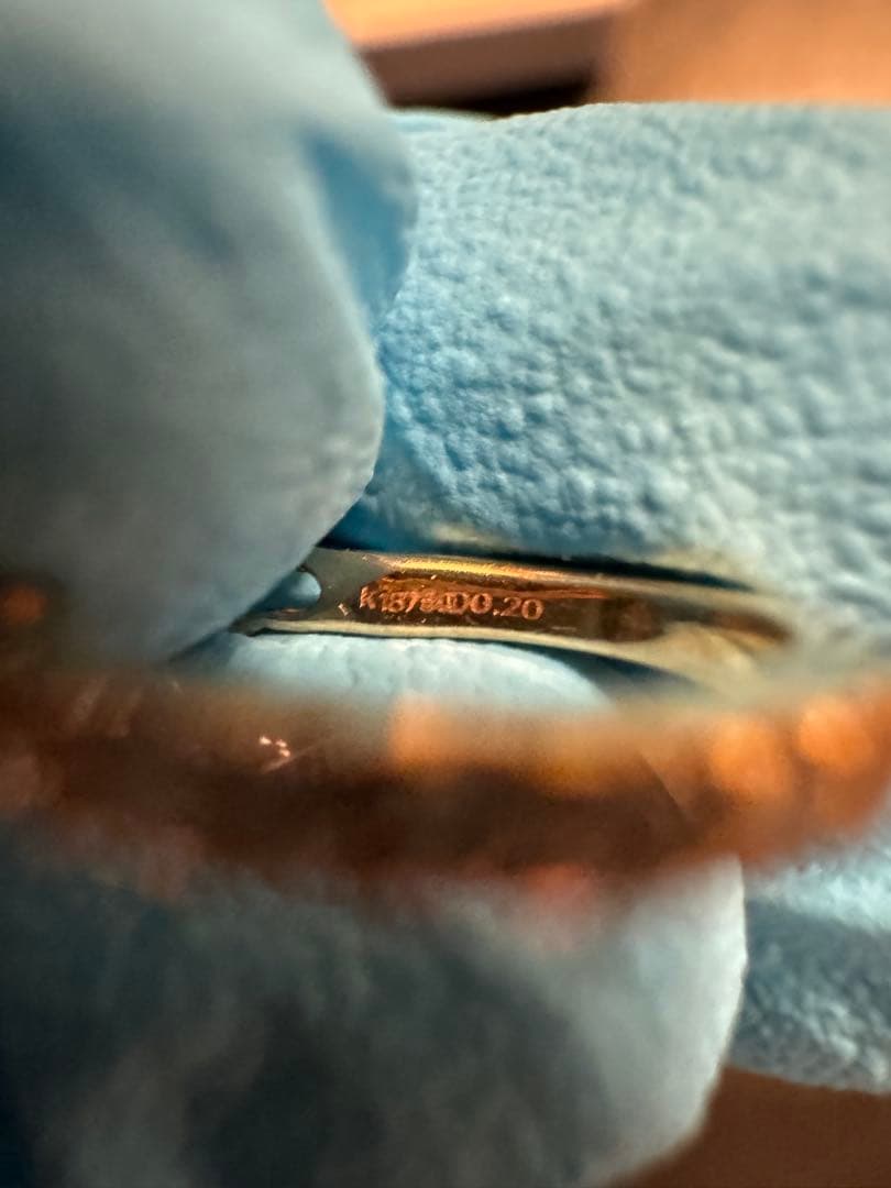 ジ*ー様 18 YG 2WAY D級ダイヤ0.2✖️2 ピアス 刻印あり 最終値