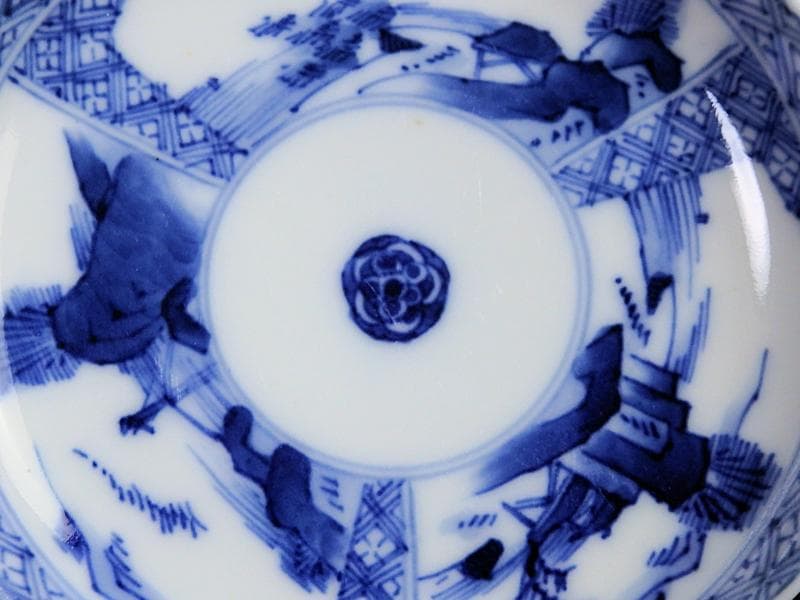 平戸　伊万里　立正堂製　割絵　山水紋の図　4寸皿　５枚　D083AS-DBi