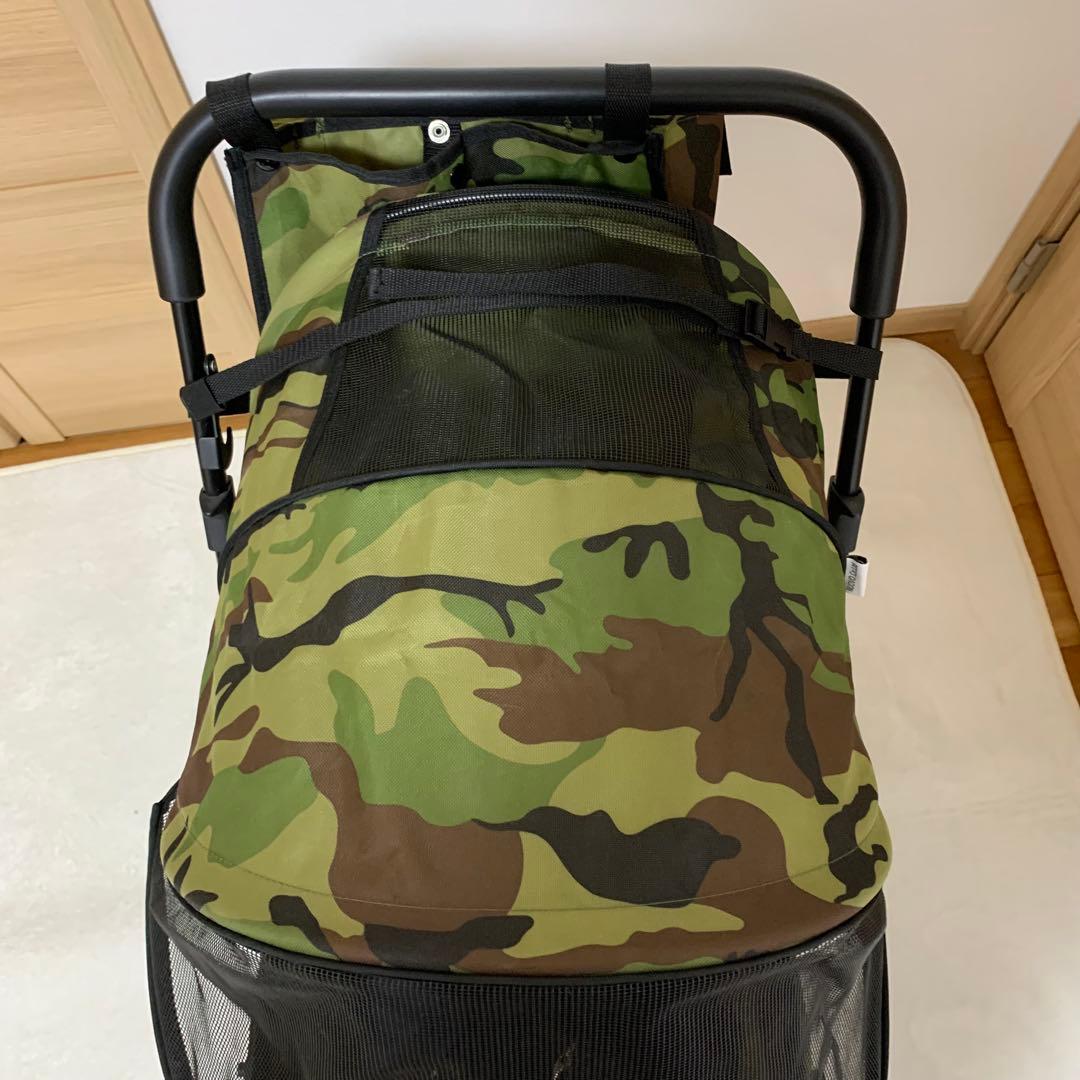 【美品】ピッコロカーネ プリモ 迷彩 ペットカート 中型犬 多頭飼 ロゴ有 人気