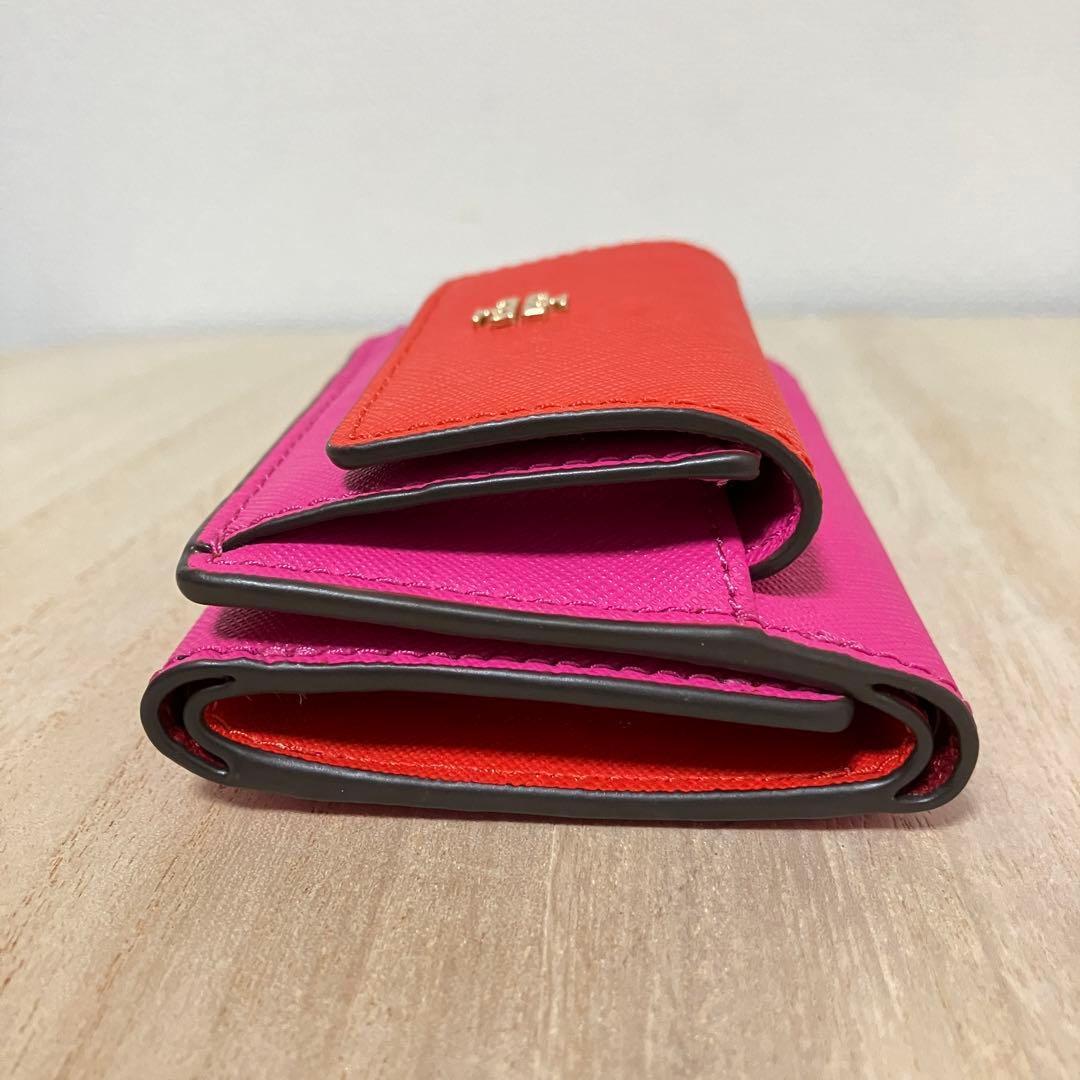 新品✨トリーバーチ✨三つ折り財布✨エマーソン✨カラーブロック✨ピンク オレンジ系