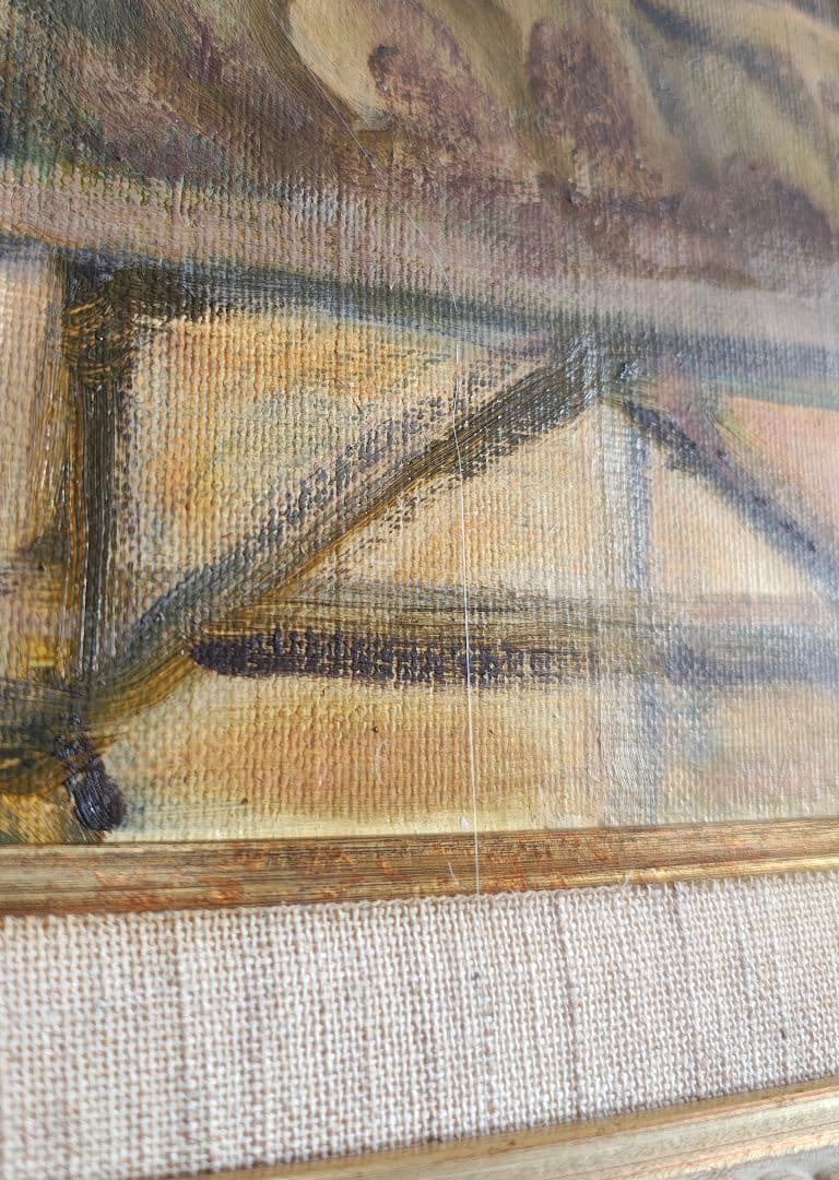 F15号 油絵・額縁セットアンティーク調 ゴールド アクリル板仕様 +神社 大楠