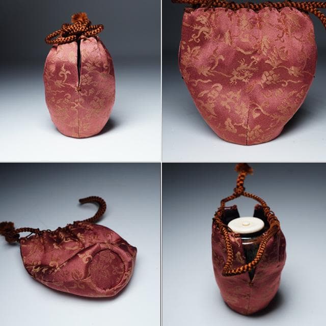 万代喜山　肩衝茶入　共箱　仕服：珠光緞子　茶道具　濃茶