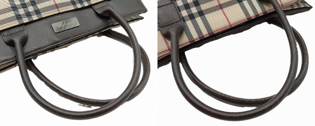 BURBERRY ノバチェック ハンドバッグ ダークブラウン×ベージュ系