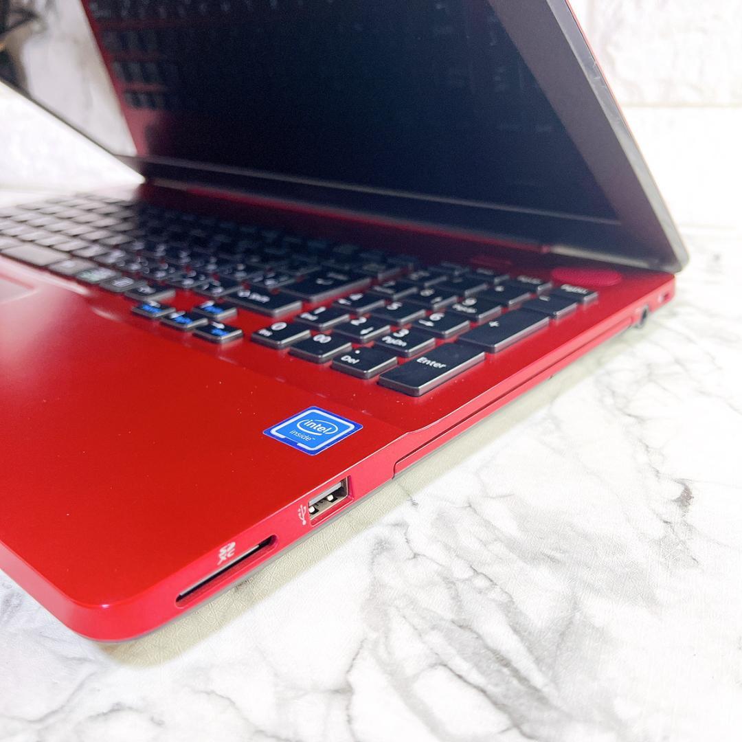 美品✨Windows11✨大容量1TB✨すぐ使えるカメラ付き薄型ノートパソコン赤