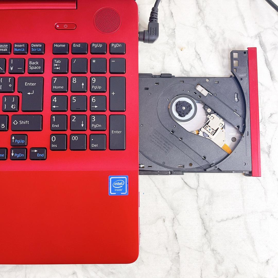 美品✨Windows11✨大容量1TB✨すぐ使えるカメラ付き薄型ノートパソコン赤