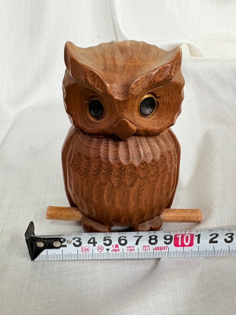 置物　木彫り　フクロウ　梟　魔除け　縁起物 オブジェ