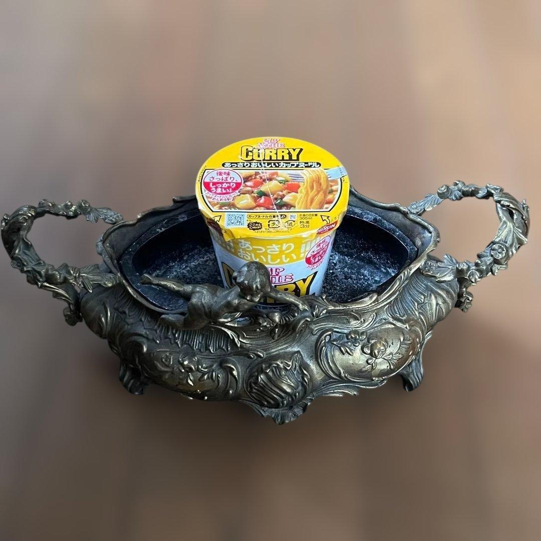 フランス アンティーク装飾ボウル 花器真鍮製 天使付き