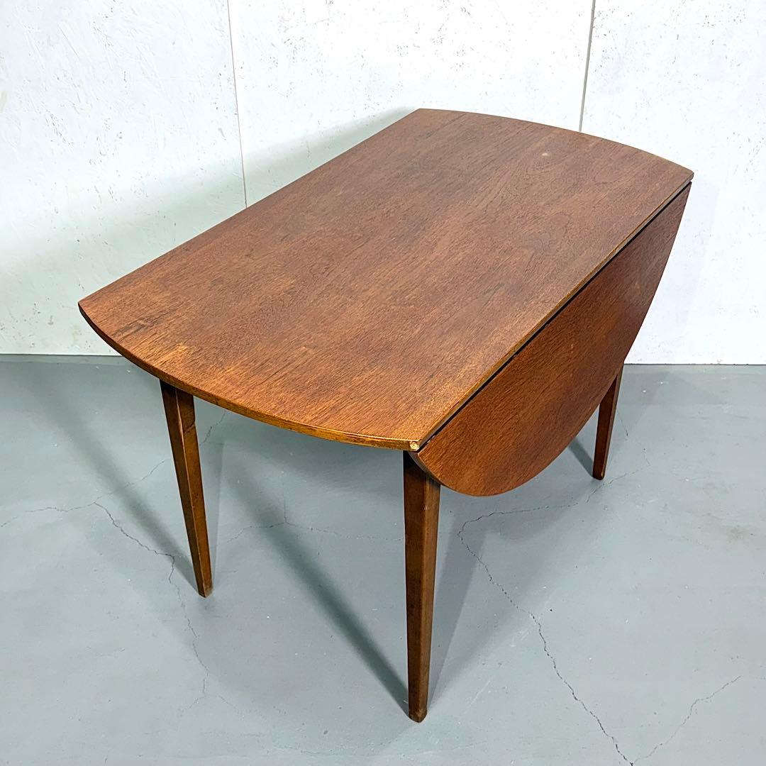 イギリス ビンテージ チークドロップリーフ ラウンドテーブル (301)