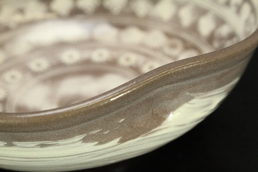 祥瑞窯 五代 陶匠 浅見五郎助 三島文 鉢 菓子鉢 共箱 未使用 839