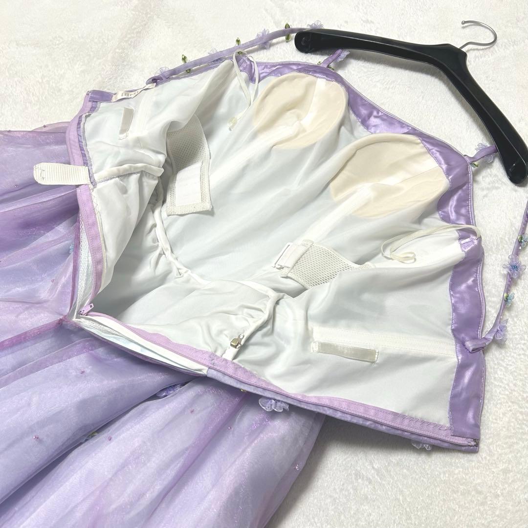 美品✨エメ　カラードレス　ビーズ刺繍　 フラワー　披露宴　演奏会　パーティドレス