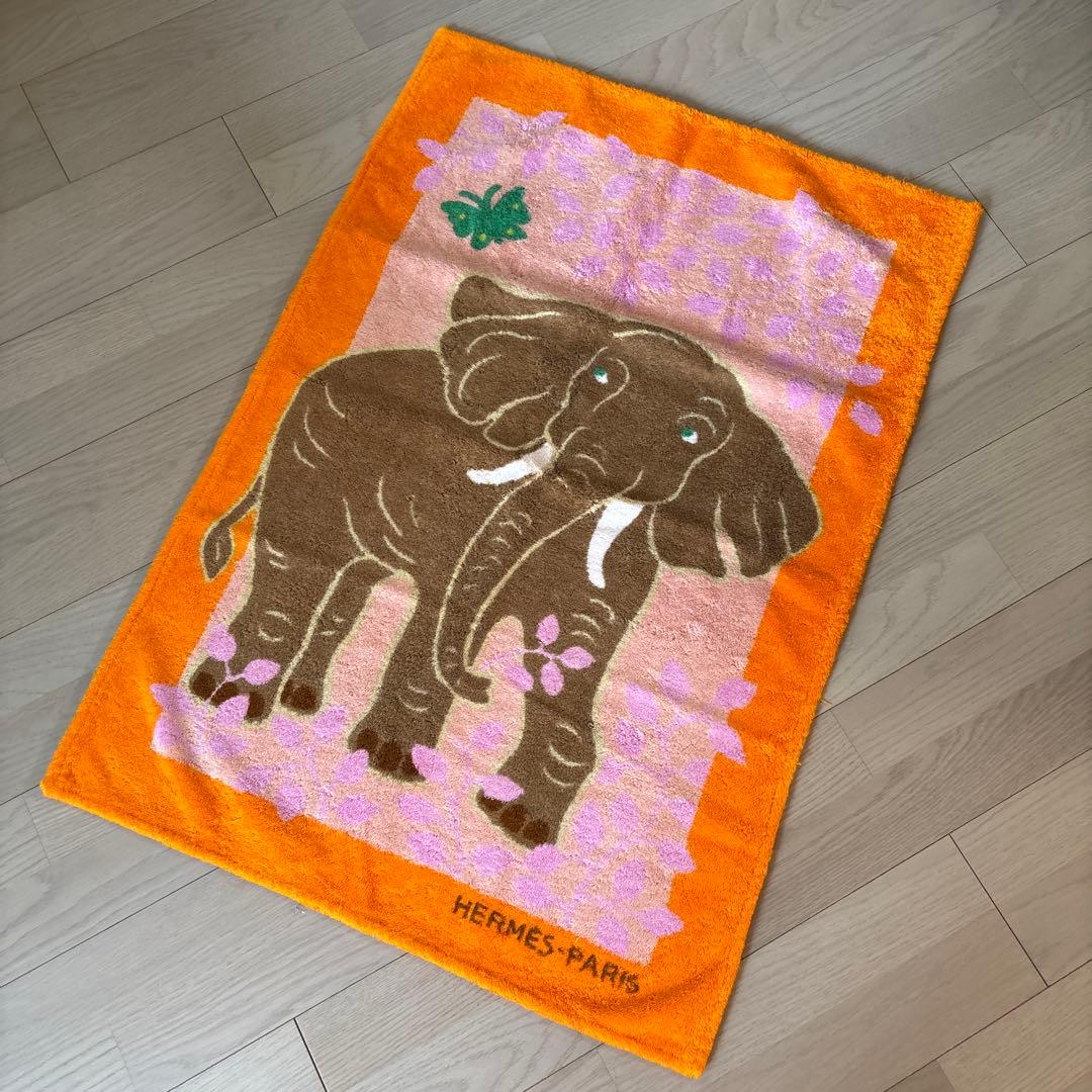 HERMES⭐︎エルメス 象柄 ブランケット バスタオル バスマット