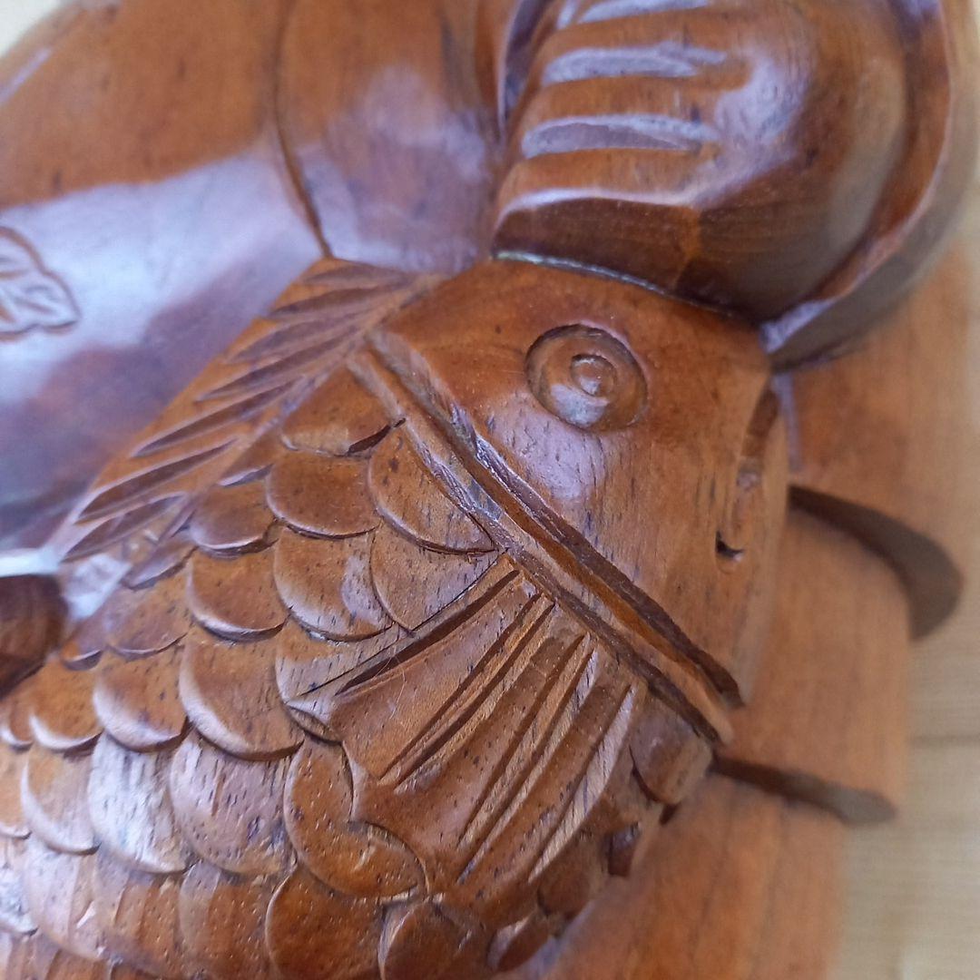 木彫　福の神　彫刻　恵比寿　縁起物　置物　手彫