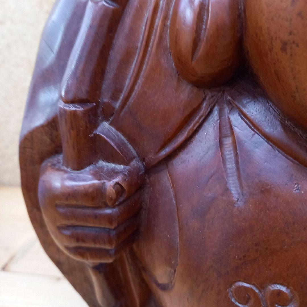 木彫　福の神　彫刻　恵比寿　縁起物　置物　手彫