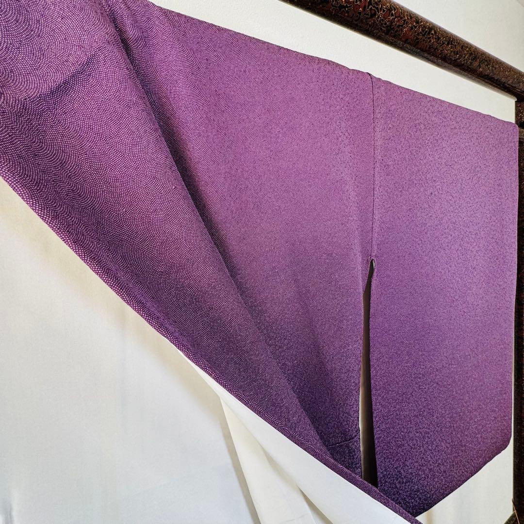 超美品　正絹　小紋　和装　着物　袷　176裄69 トール　一紋　江戸小紋　紫