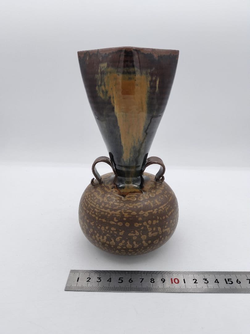 c438 花入 高取 笹耳 鬼丸碧山 木箱 茶道具 古物