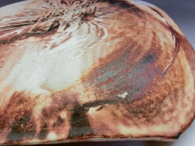 皿■魚 貝 【番浦史郎】ばんうらしろう ピンク 京焼 土物 時代物 骨董品■