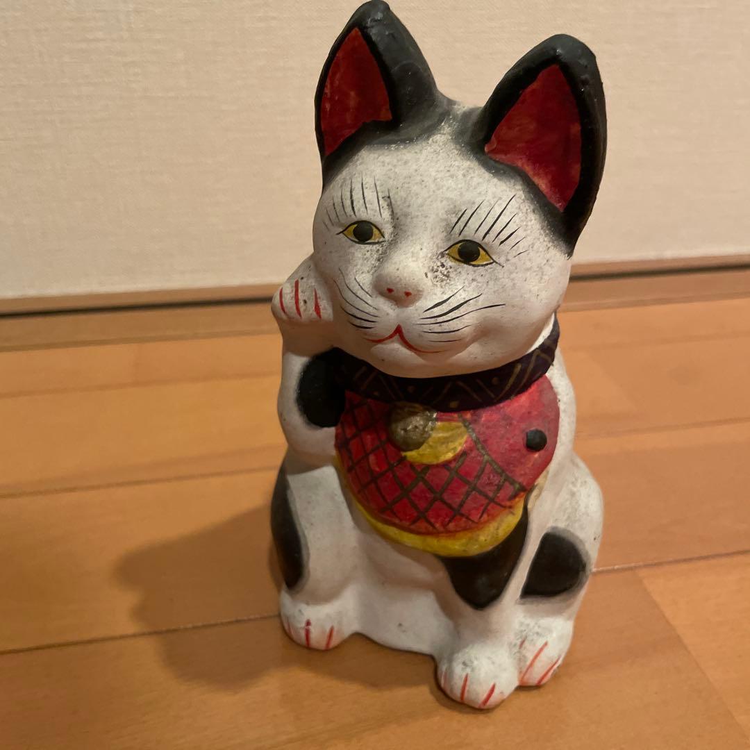 招き猫　三河大浜土人形　招き猫　中島一夫