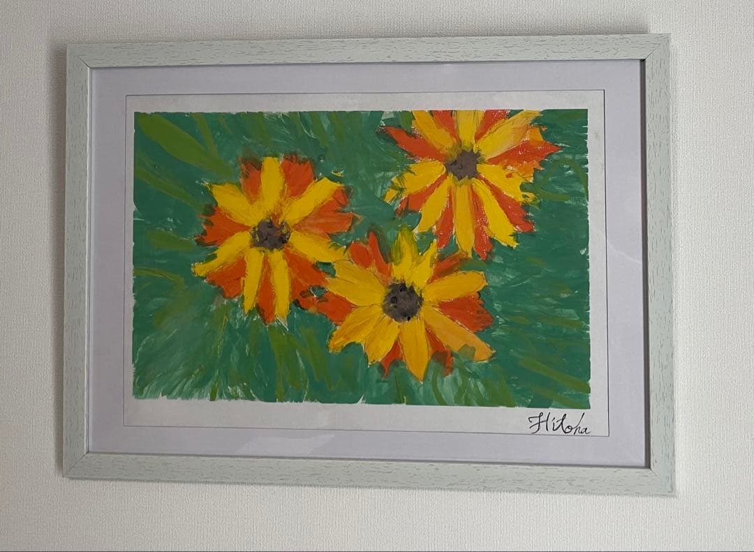 花の絵 水彩画 フレーム付き