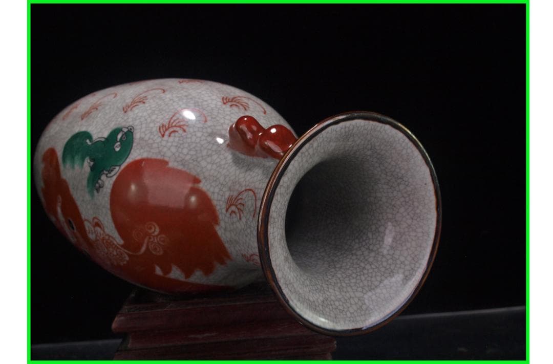 中国 清時代　在銘手描き花瓶 美術品　激安骨董品 DE951B21-3