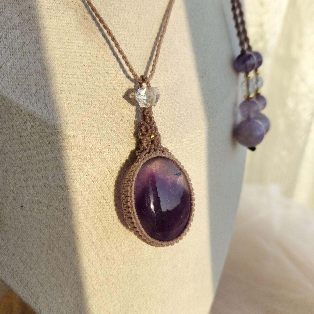 ファントムアメジスト　マクラメ編みネックレス他1点同梱