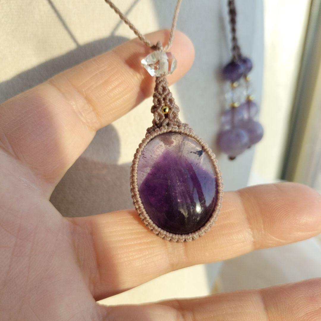 ファントムアメジスト　マクラメ編みネックレス他1点同梱