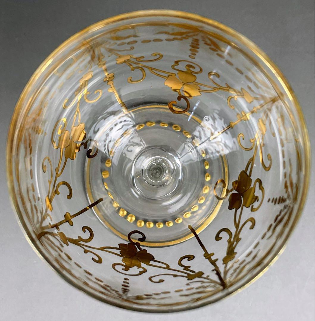 ボヘミアンガラス 盛上金彩 エナメル彩 ワイングラス ボヘミア グラス 金盛り