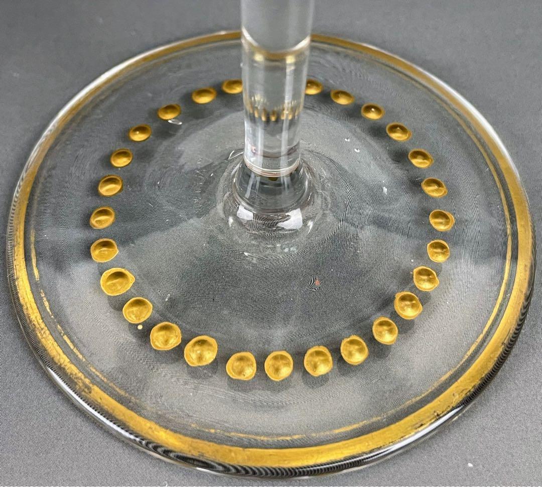 ボヘミアンガラス 盛上金彩 エナメル彩 ワイングラス ボヘミア グラス 金盛り