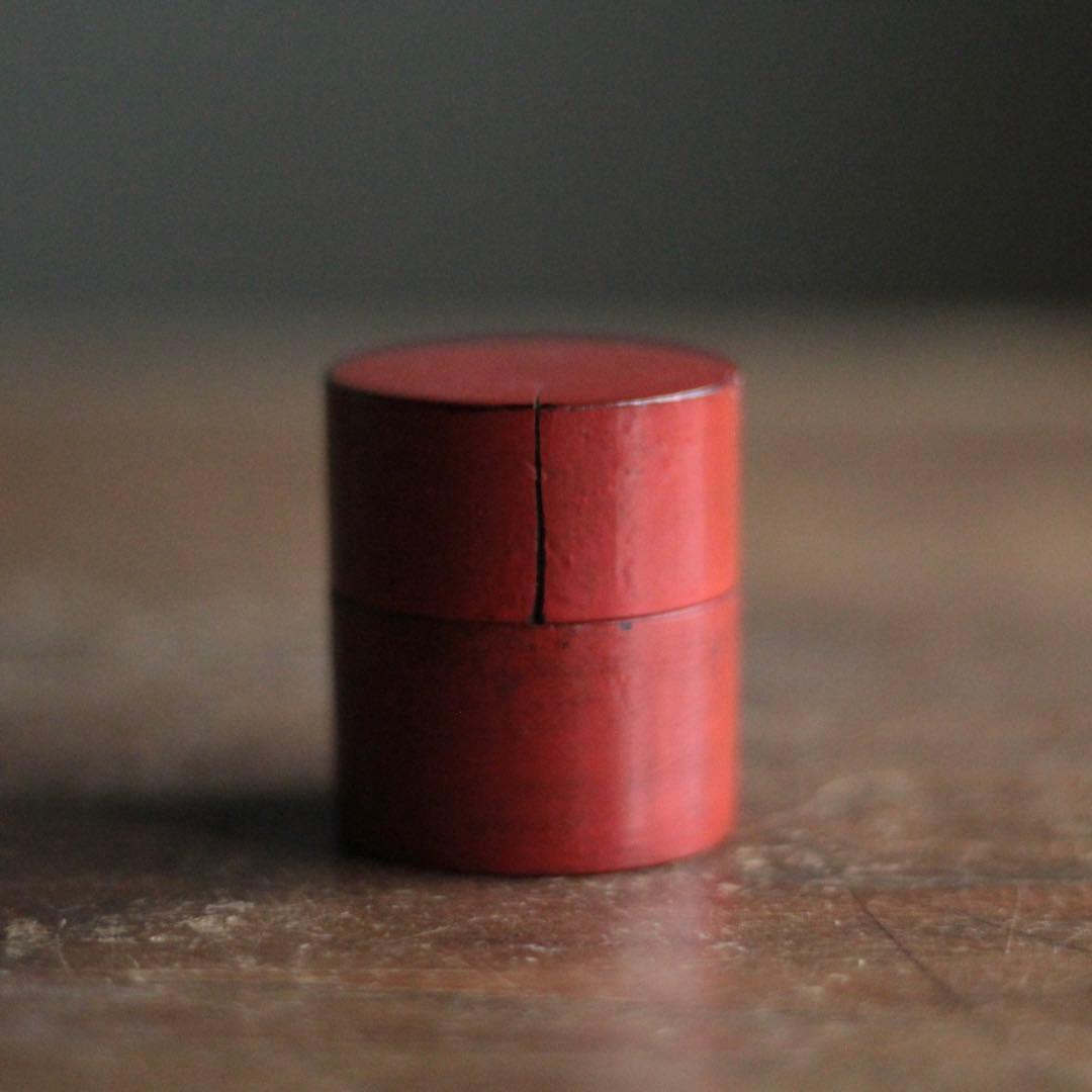 朱塗り 薬入れ 筒容器 漆器 古美術 古道具 アンティーク