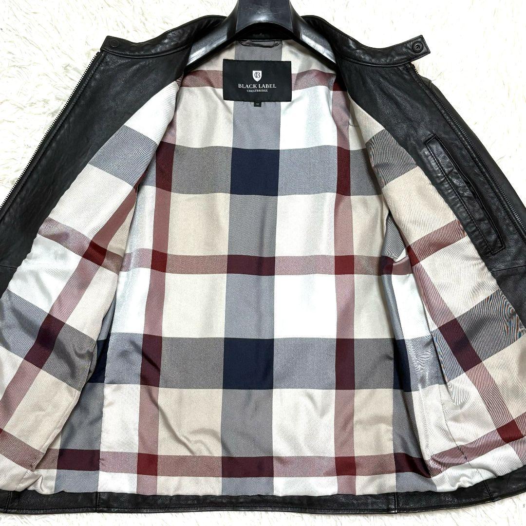 ブラックレーベルクレストブリッジ ラムレザー シングルライダースジャケット
