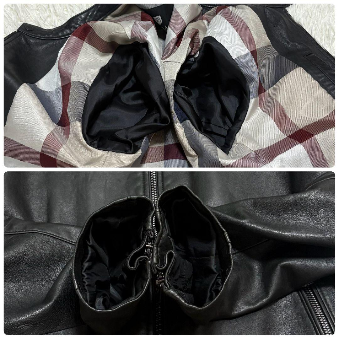 ブラックレーベルクレストブリッジ ラムレザー シングルライダースジャケット