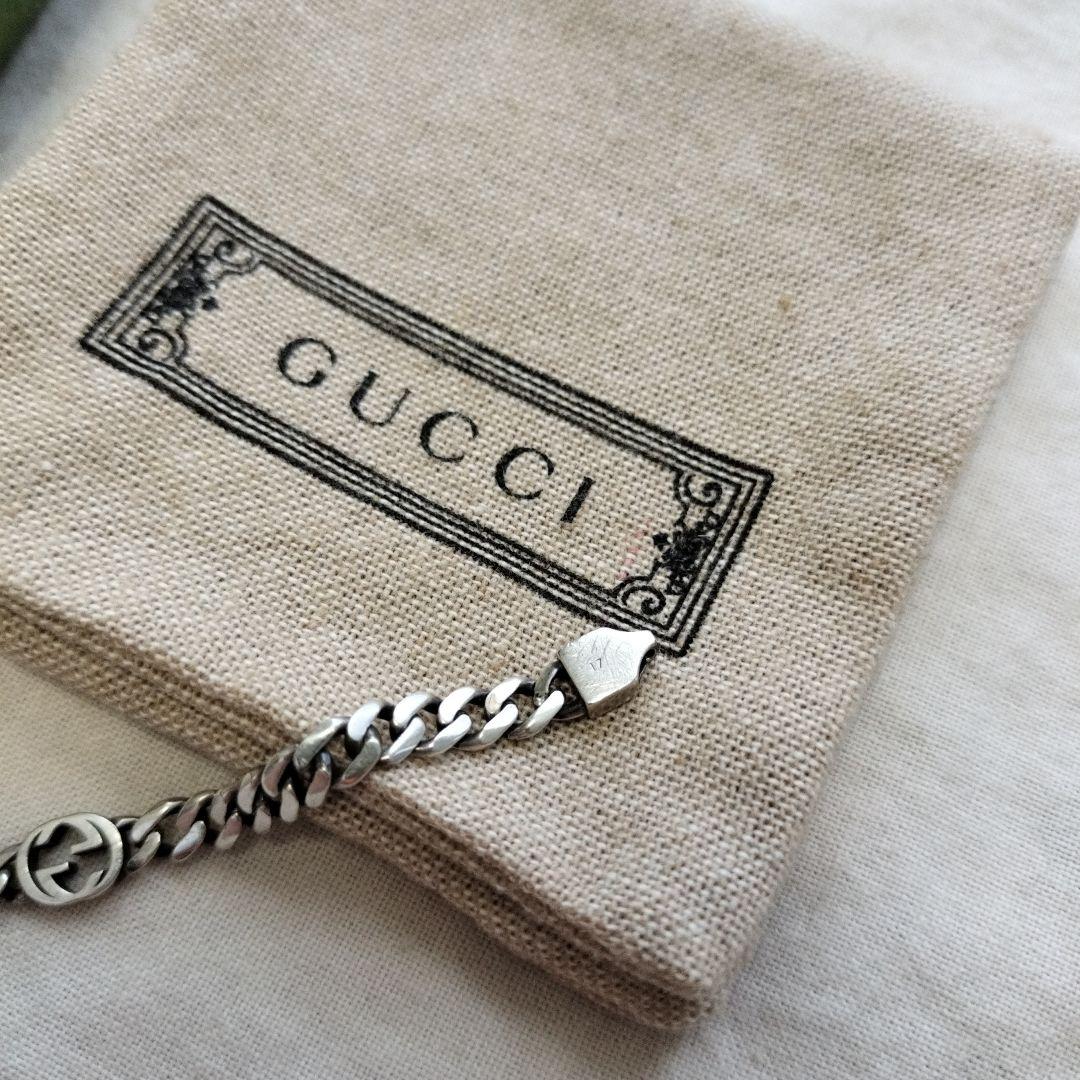 再出品 GUCCI グッチ エナメルインターロッキングG 喜平ブレスレット17号