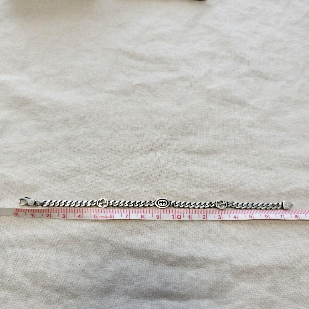 再出品 GUCCI グッチ エナメルインターロッキングG 喜平ブレスレット17号