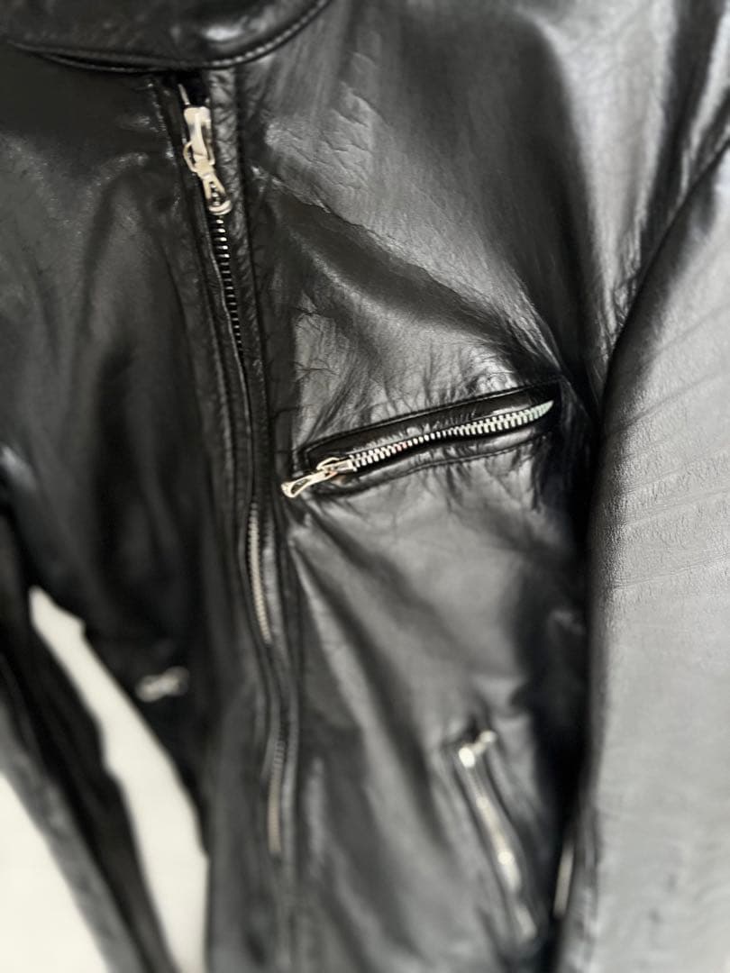 【美品】LITHIUM HOMME 黒レザー シングルライダースジャケット
