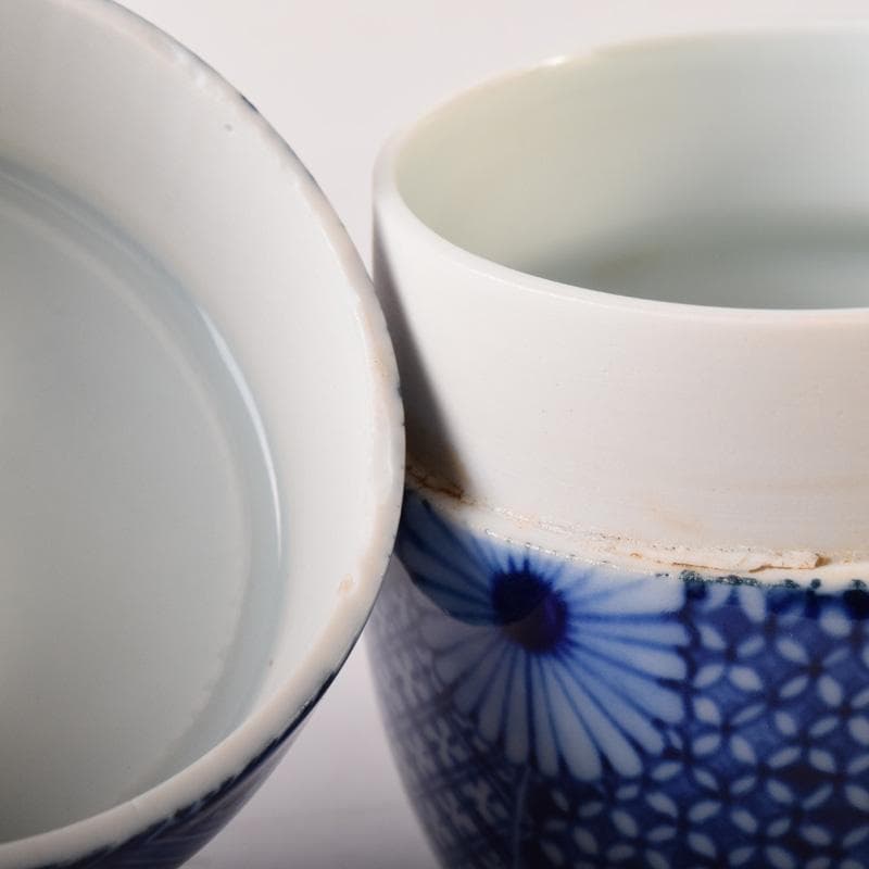 茶道具　陶楽造　染付　花文　棗　共箱　V　7841