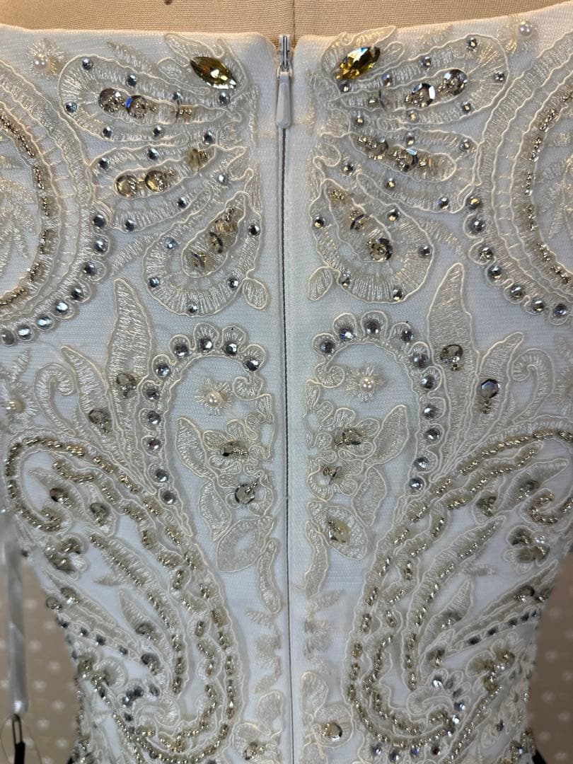 ネイビー ビーズ刺繍Aラインロングドレス