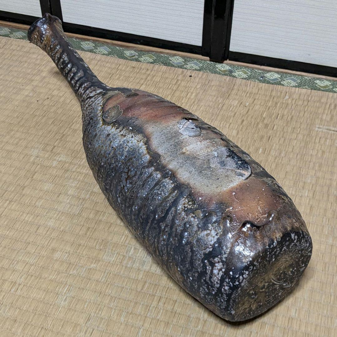 【水漏れあり】今成研二 備前焼 窯変花器 造花用花入 置物 花瓶 インテリア