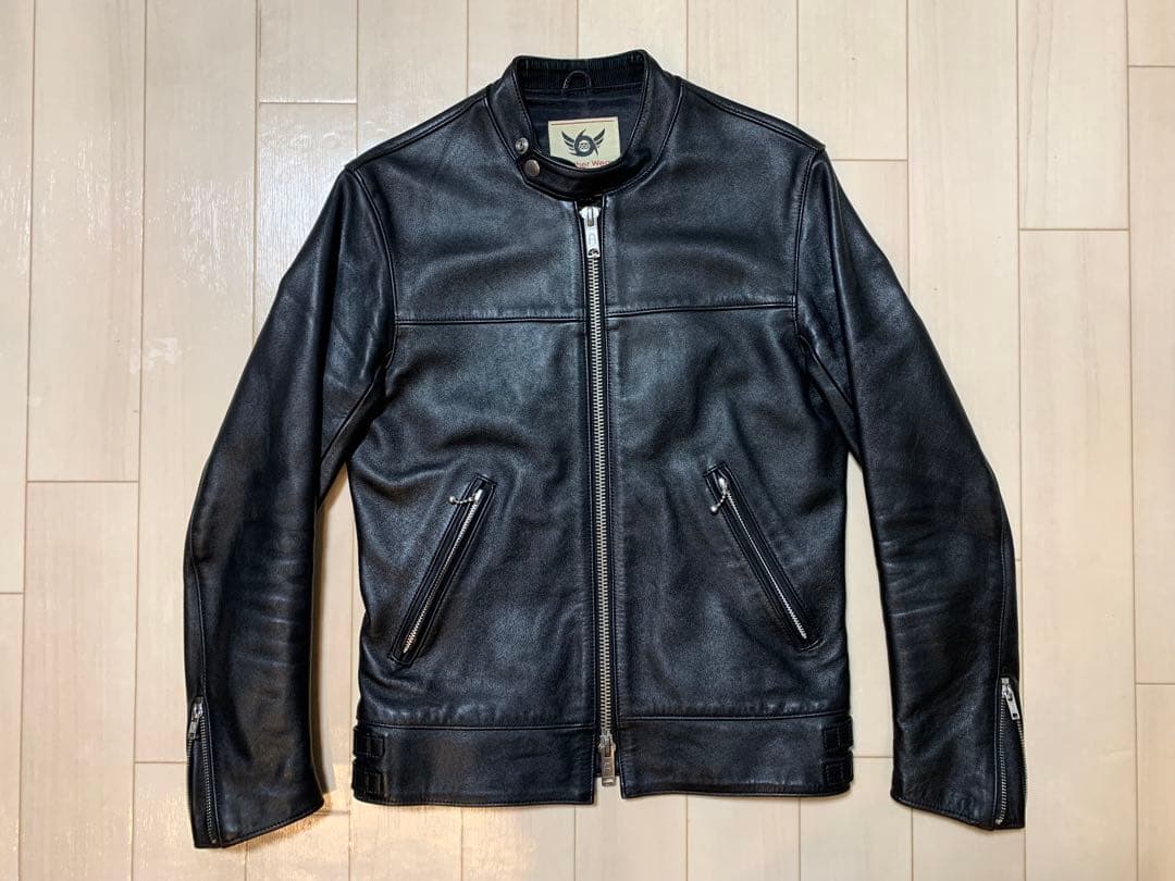 666 LEATHER WEAR シングルライダース レザージャケット 34 黒