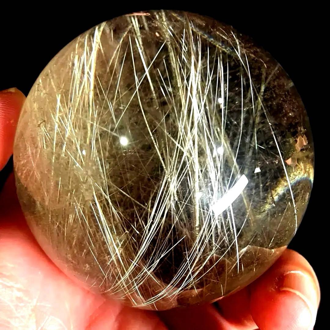 超大玉　62mm ゴールドルチルクォーツ　金針水晶　パワーストーン