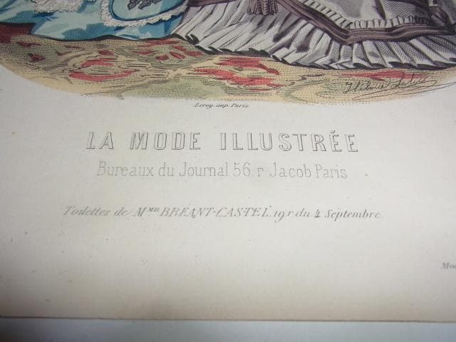 1873年銅版画◆フランス ファッション誌『ラ・モード・イリュストレ』No.26