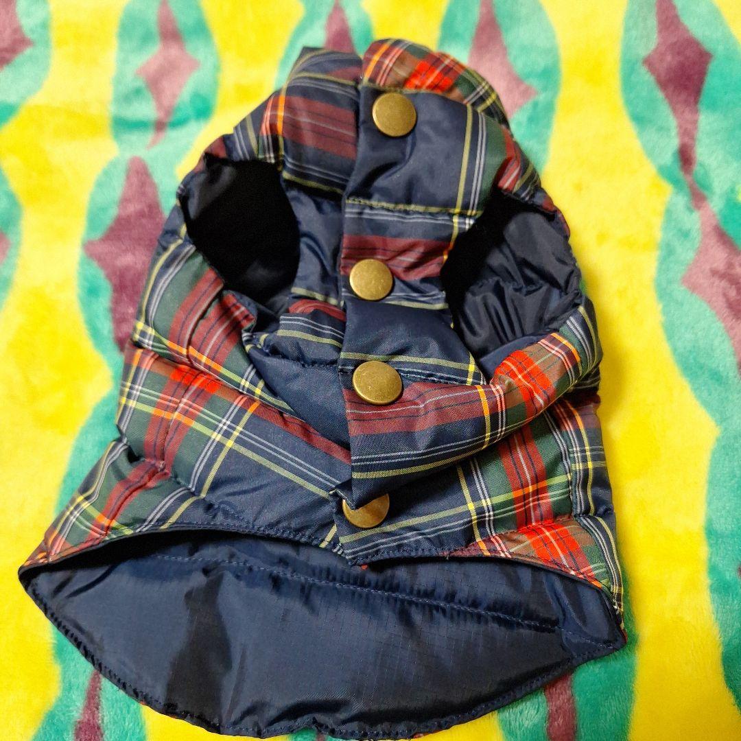 プエルト　ダウンベスト PUERTO チェック柄犬服 ネイビー/レッド