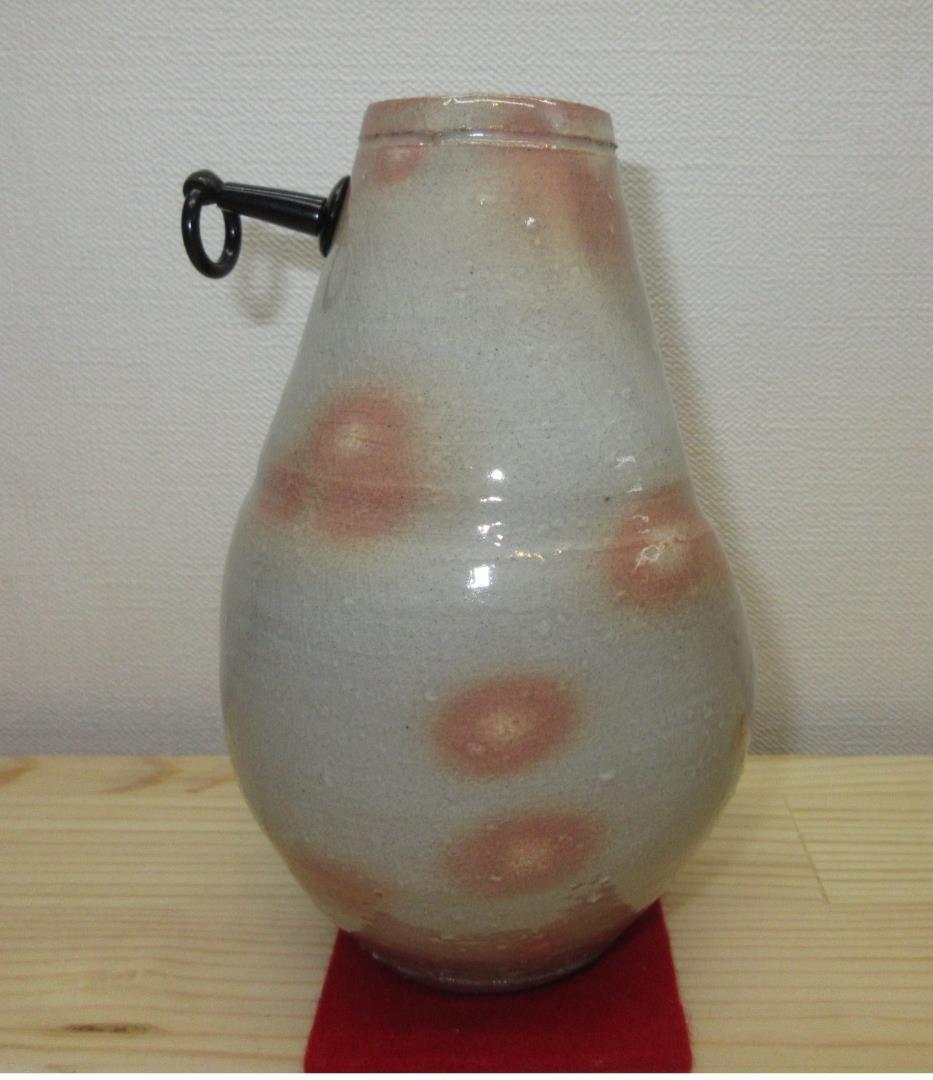 送料込【逢絢亭】茶道具 花入 掛花入 萩焼 １３代 田原陶兵衛 共箱入り